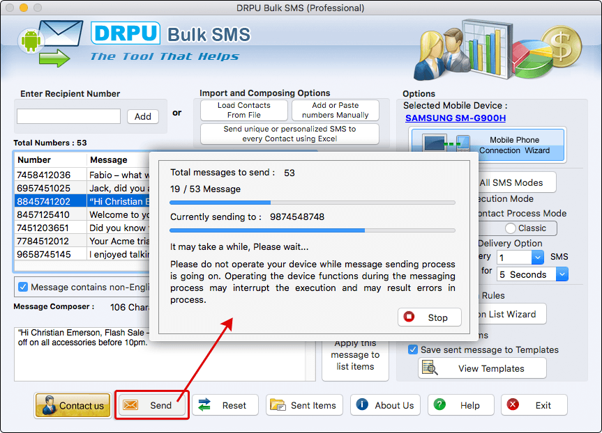 SMS Sending Process SMS Sending Process