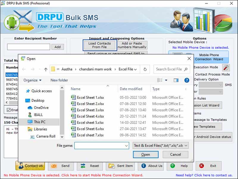 Screenshot of Bulk SMS Messaging Tool for Android