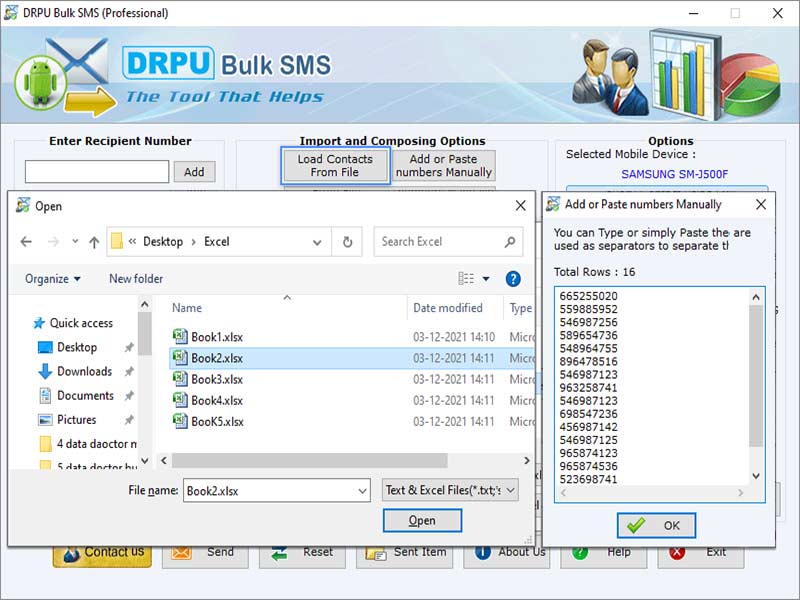 Screenshot of Professional Group SMS Messaging Tool 9.2.4.4